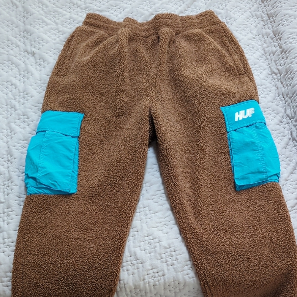 HUF Brown Joggers with Blue Pockets